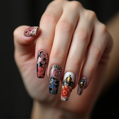 Example of intricate nail art