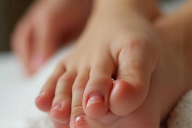 Person receiving a pedicure